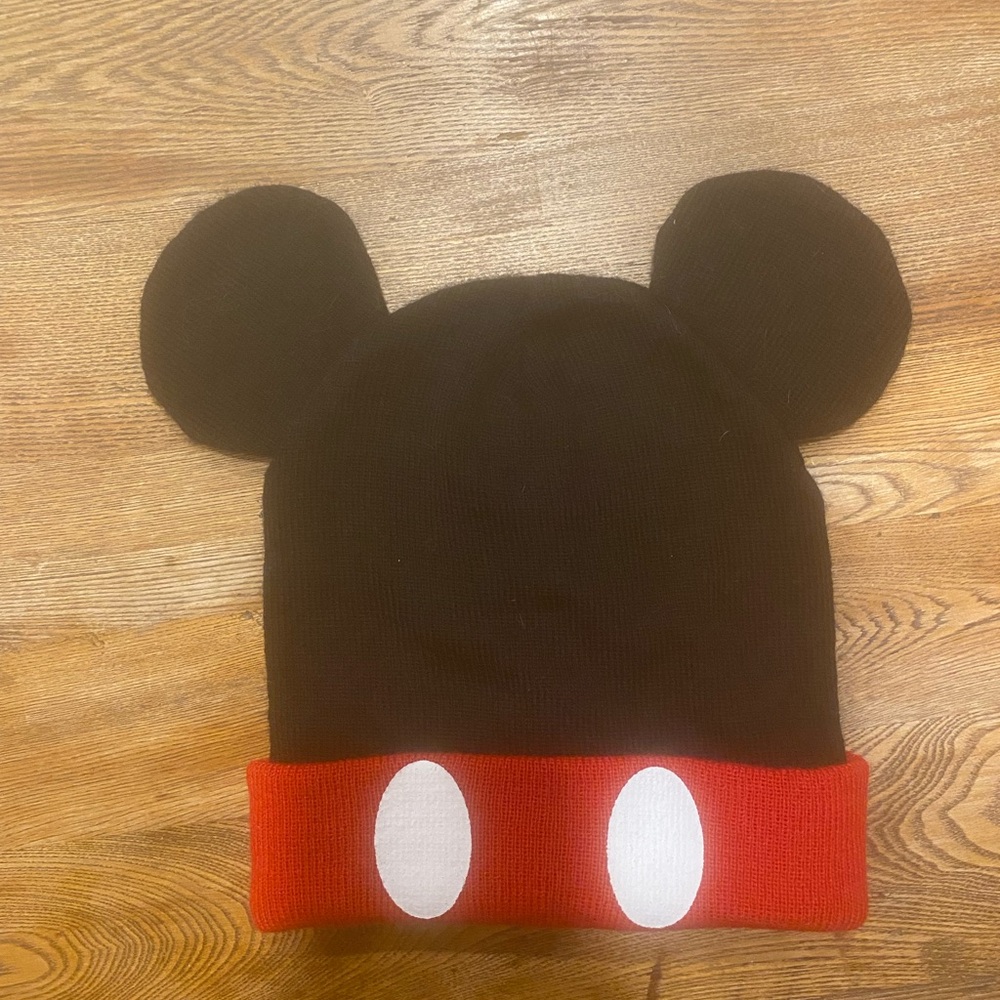 FREE WITH PURCHASE Kids Mouse Ear Beanie in Black and Red